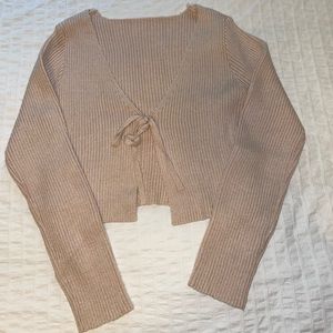 Cream knit cardigan with tie in front